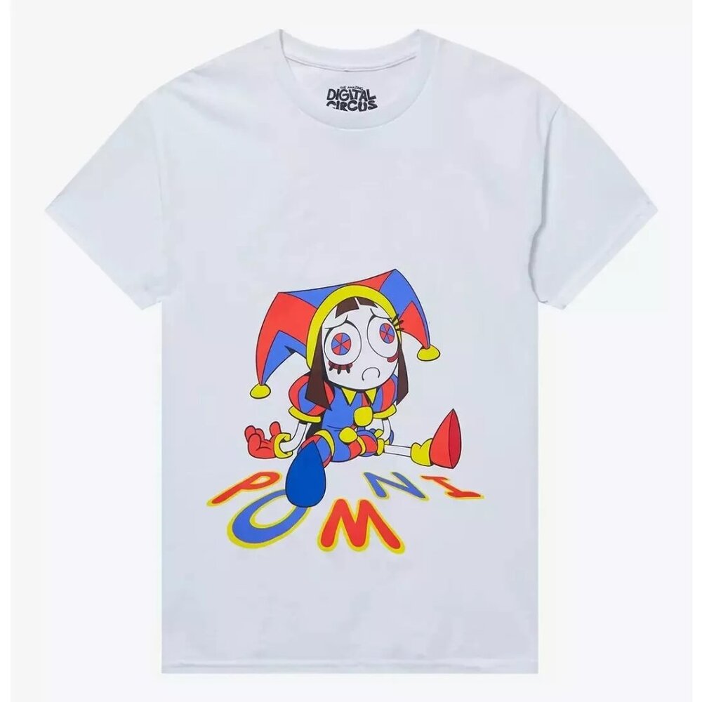 The Amazing Digital Circus Mens Pomni Glow-In-The-Dark White T-Shirt New